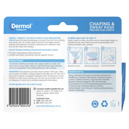 Dermal Therapy Chafing & Sweat Rash Prevetion Cream 75g