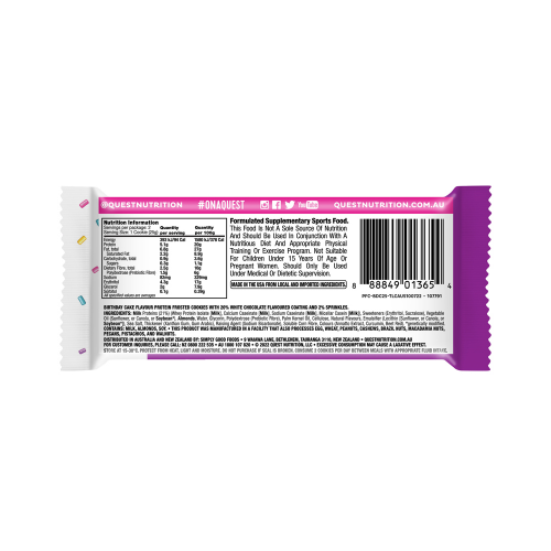 8 x Quest Frosted Cookies Birthday Cake 50g