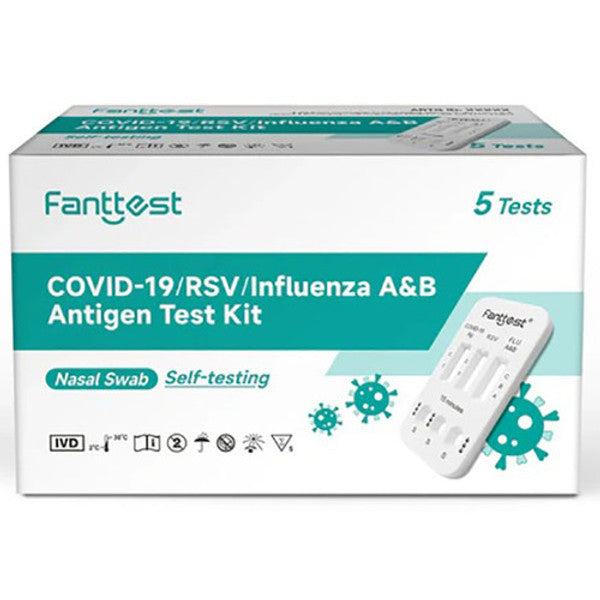 Fanttest COVID-19/RSV/Influenza A & B Antigen Kit (Nasal) 5 Tests