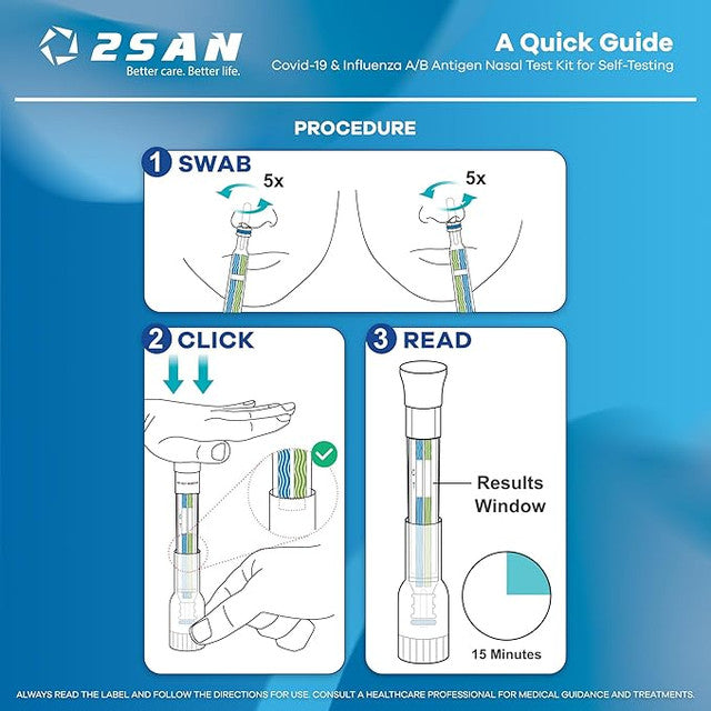 2san Covid-19 & Influenza A/b Antigen Nasal Pen Self Nasal Test - 1pk