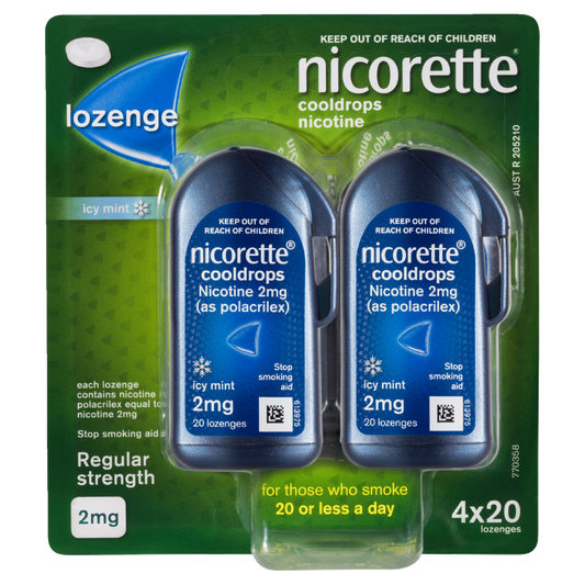 Nicorette Lozenge Cooldrops Nicotine 2mg 4 x 20 Pack – Icy Mint