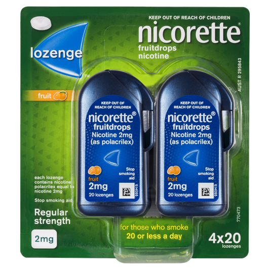Nicorette Lozenge Fruitdrops Nicotine 2mg 4 x 20 Pack – Fruit