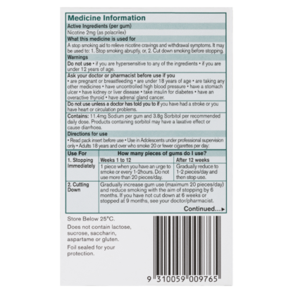 Nicorette Gum Nicotine 2mg 30 Pieces – Classic