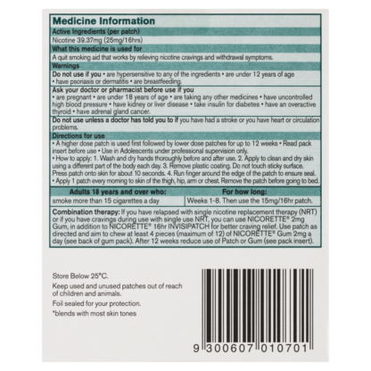 Nicorette 16hr Invisipatch Step 1 (25mg/16hr) 7 Patches