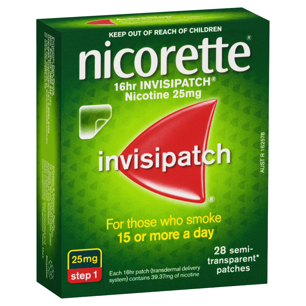Nicorette 16hr Invisipatch Step 1 (25mg/16hr) 28 Patches