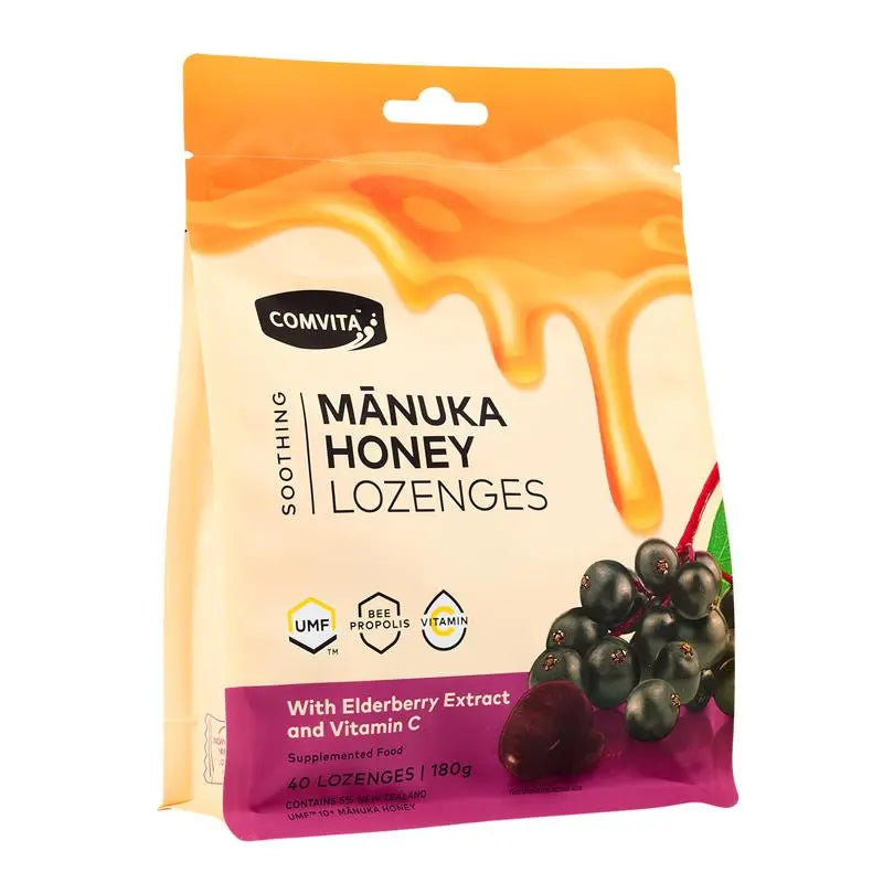 6 X Comvita Elderberry Soothing Manuka Honey 12 Lozenges