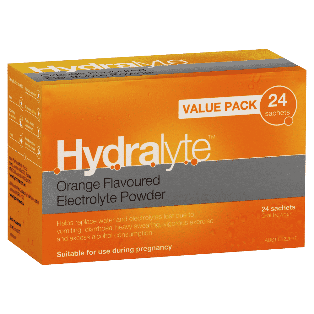 Hydralyte Electrolyte Powder 24 Sachets – Orange