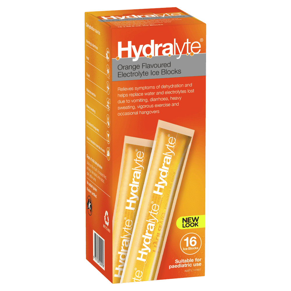 Hydralyte Electrolyte Ice Blocks 16 x 62.5mL (1 Litre)