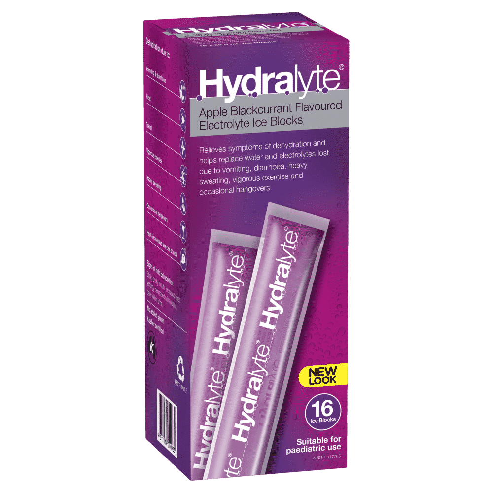 Hydralyte Electrolyte Ice Blocks 16 x 62.5mL (1 Litre)