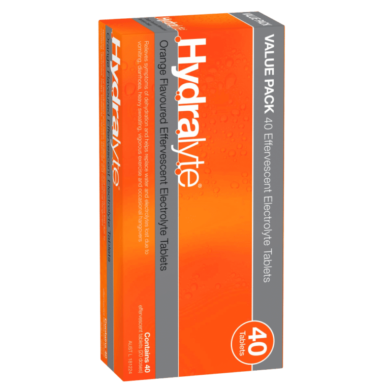 Hydralyte Effervescent Electrolyte 40 Tablets – Orange Flavour