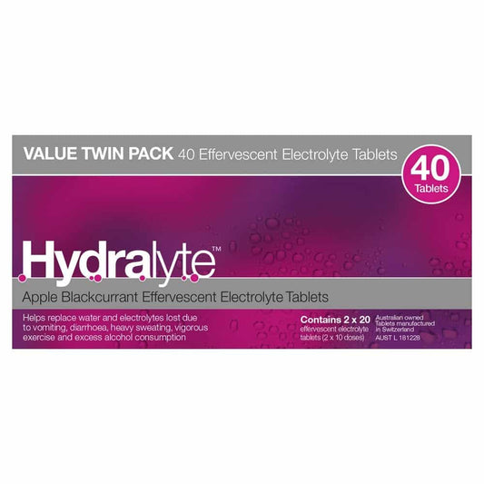 Hydralyte Effervescent Electrolyte 40 Tablets – Apple Blackcurrant