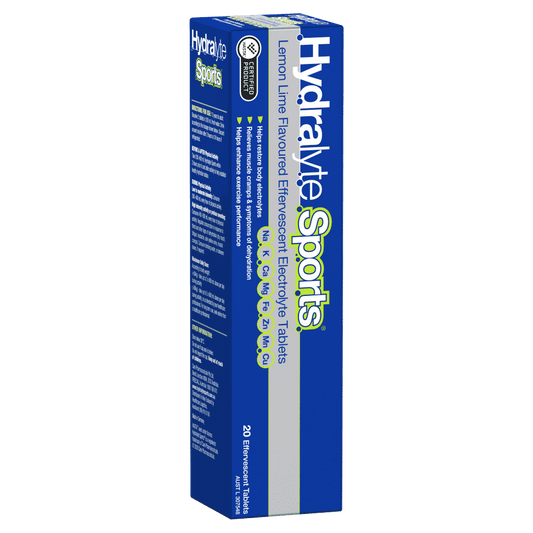 Hydralyte Sports Effervescent Electrolyte 20 Tablets – Lemon Lime