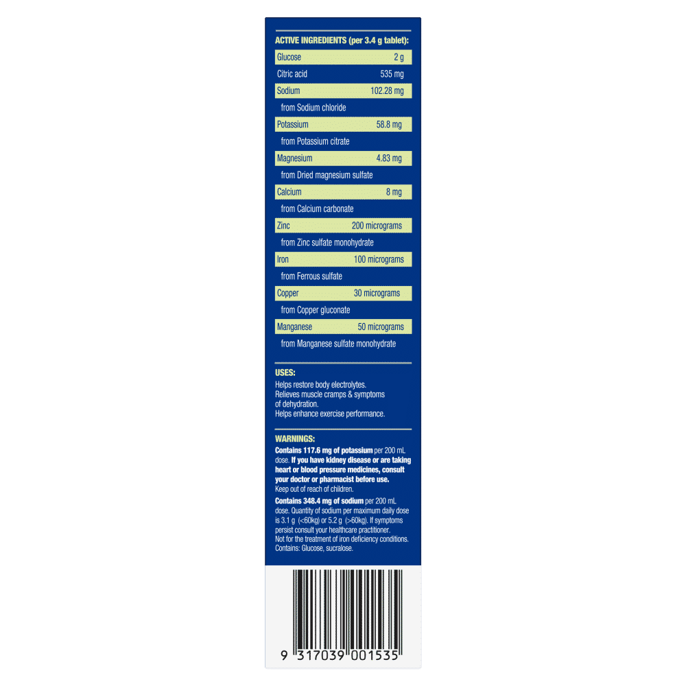Hydralyte Sports Effervescent Electrolyte 20 Tablets – Lemon Lime