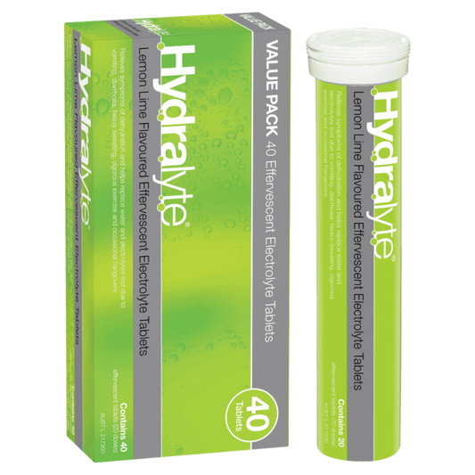 Hydralyte Effervescent Electrolyte 40 Tablets – Lemon Lime Flavour