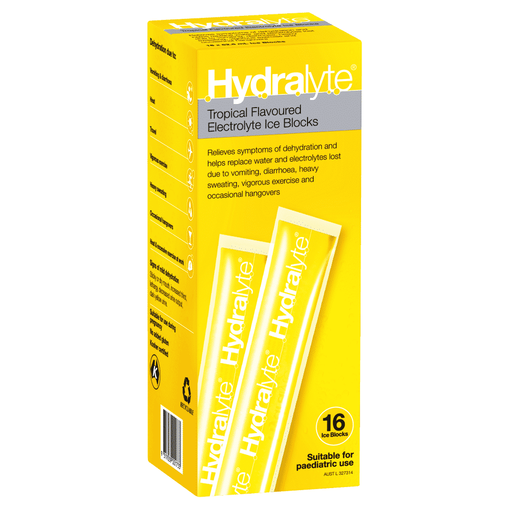 Hydralyte Electrolyte Ice Blocks 16 x 62.5mL (1 Litre)