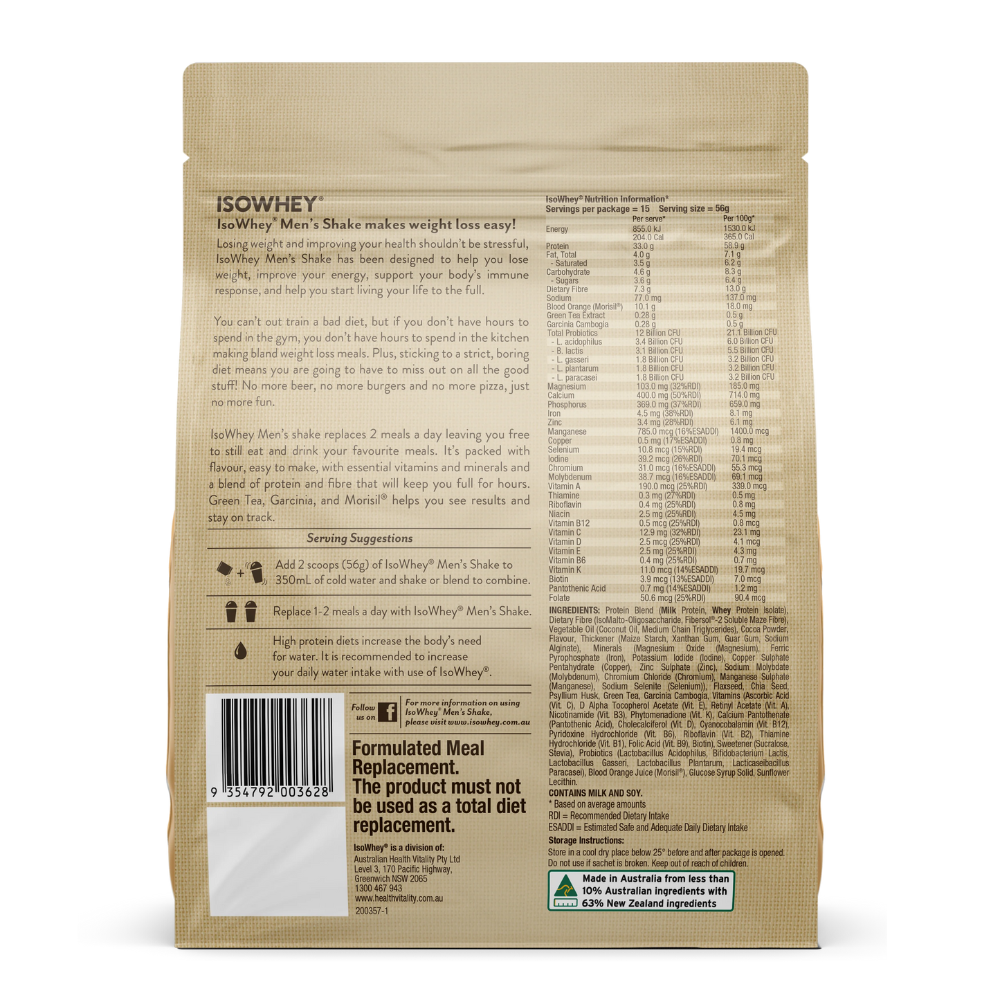 IsoWhey Men's Shake Cookies & Cream 840g