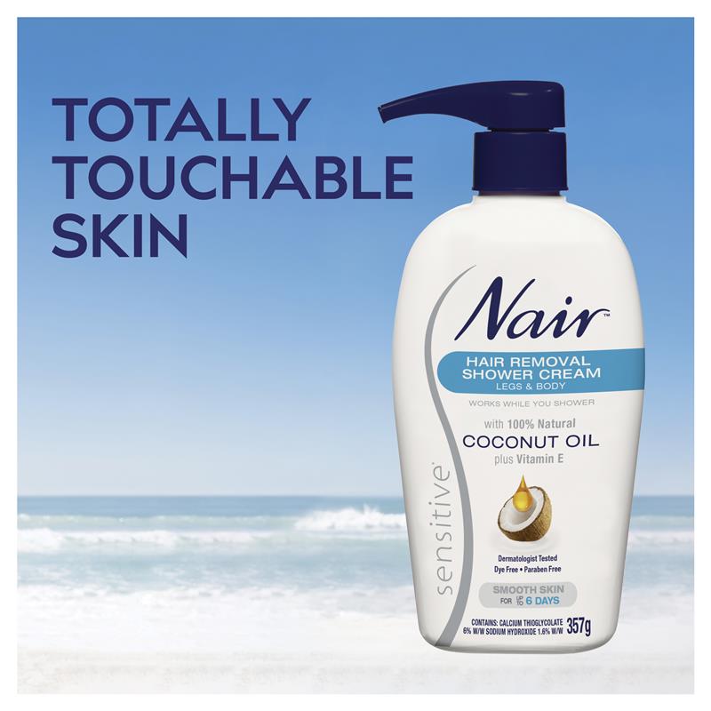 Nair Sensitive Hair Removal Shower Cream With Coconut Oil 357g
