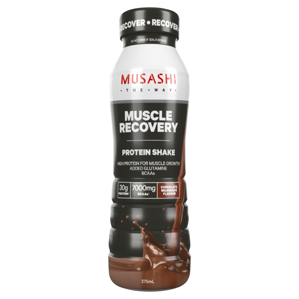 MUSASHI Muscle Recovery 6 x 375mL Protein Shakes Chocolate