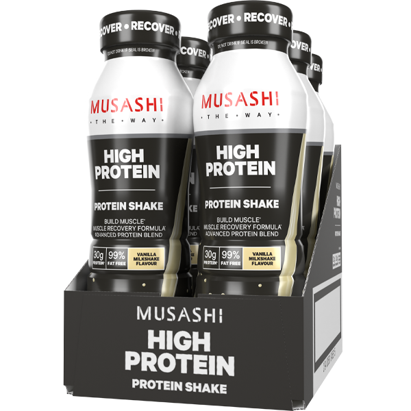 Musashi high protein Shake 375ml Vanilla (Box of 6 Drinks)