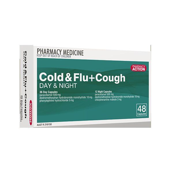 Pharmacy Action Cold/F Cough D/N 48 tablets (Paracetamol, Dextromethorphan,)