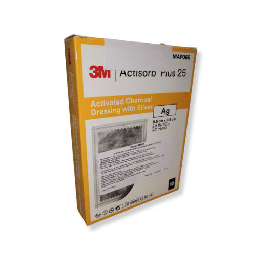 Actisorb Plus 25 Charcoal/Silver 6.5Cmx9.5Cm Box 10