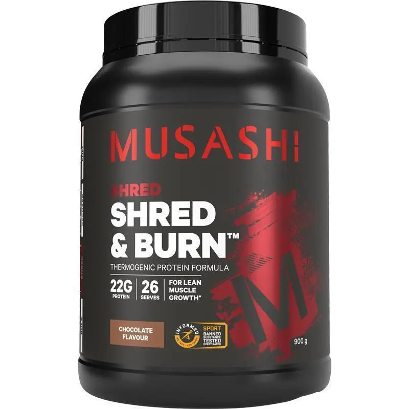 Musashi Shred & Burn Protein Powder Choose 340g 900g 2KG and Chocolate / Vanilla