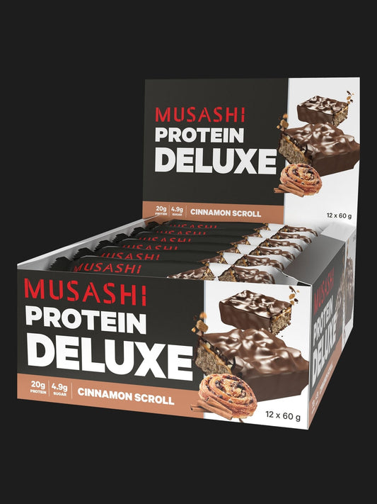 Musashi Deluxe Protein 12 x 60g Bars Delicious Protein Bar Quick Snack