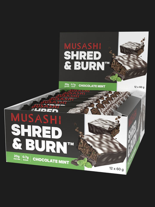 Musashi Shred & Burn 12 x 60g Bars P20G Shred and Burn All Flavours Available
