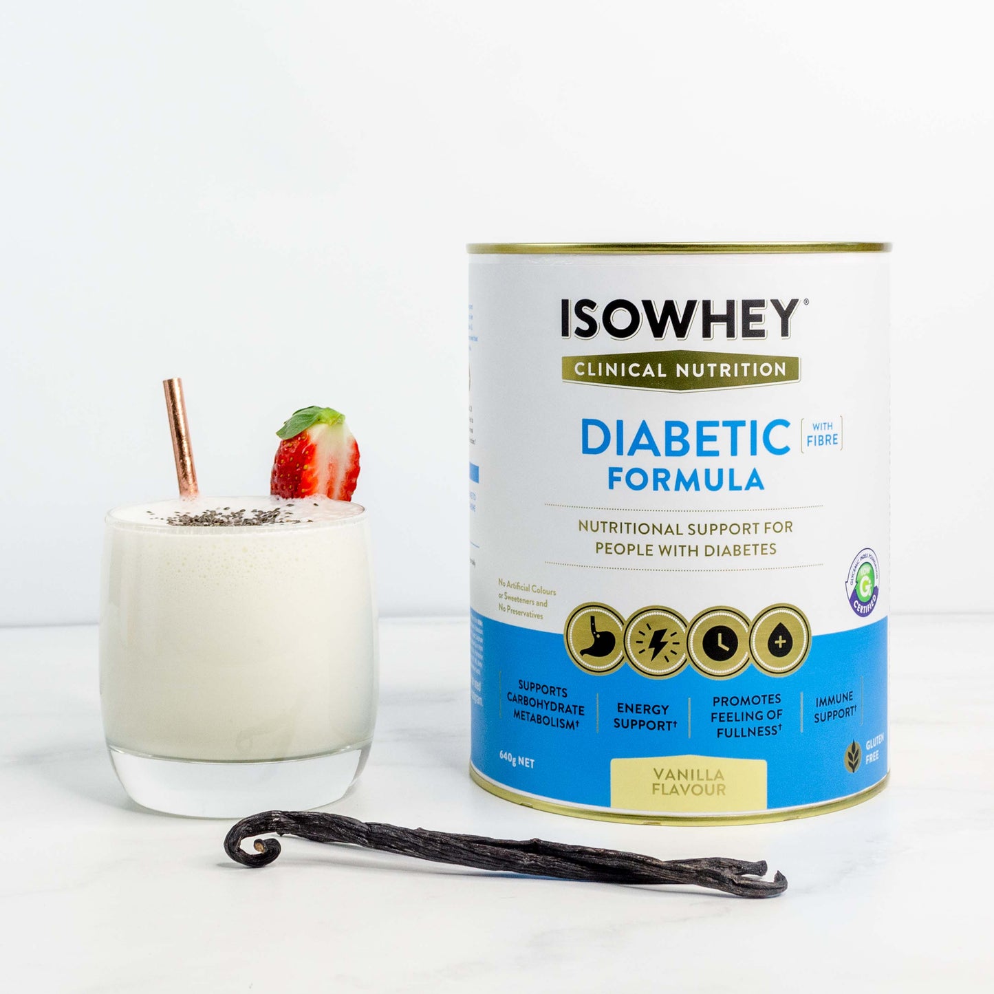 IsoWhey Clinical Nutrition Diabetic Formula Vanilla 640g