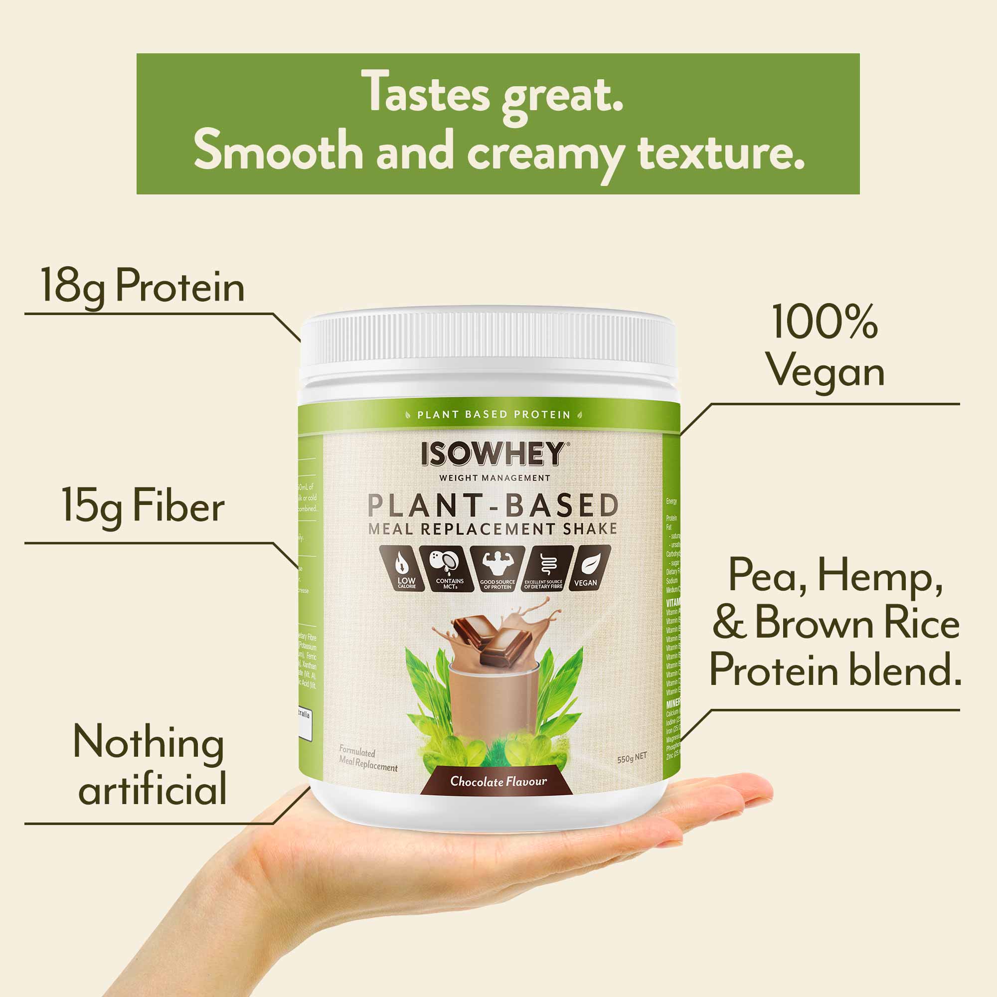 IsoWhey Plant-Based Meal Replacement Shake Chocolate 550g