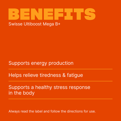 Swisse Ultiboost Mega B+ 60 Tablets High Potency Vitamin B Complex Energy