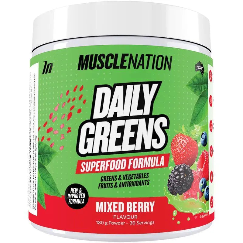 2 x Muscle Nation Daily Greens Mixed Berry 180g