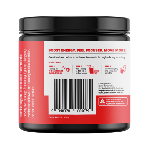 The Man Shake Burn + Energy Raspberry Flavour 160g