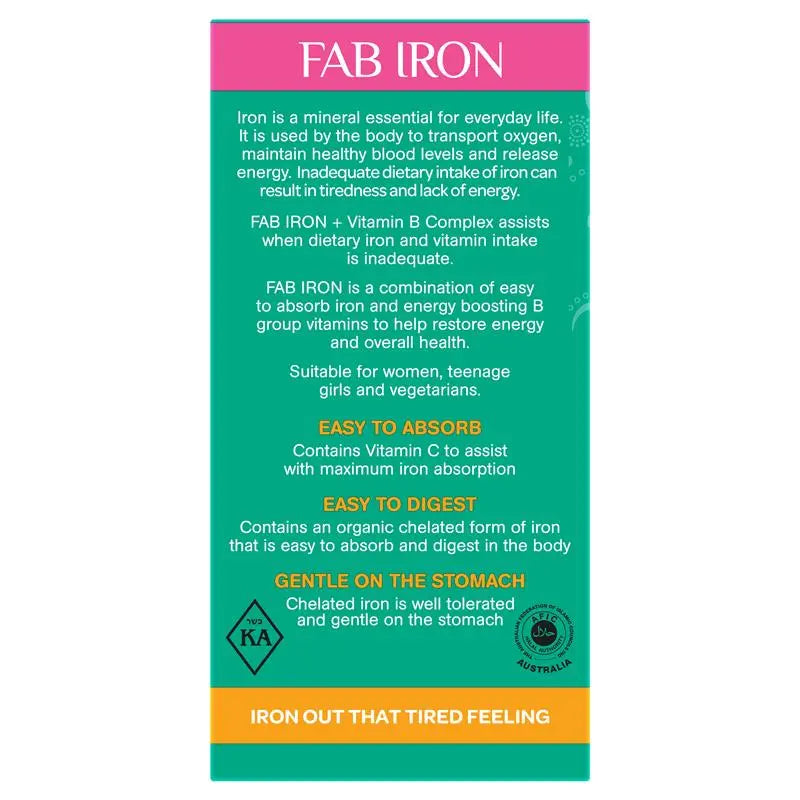 Fab Iron + Vitamin B Complex 60 Tablets
