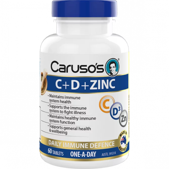 Caruso's C + D + Zinc Daily Immune Defence 60 Tablets