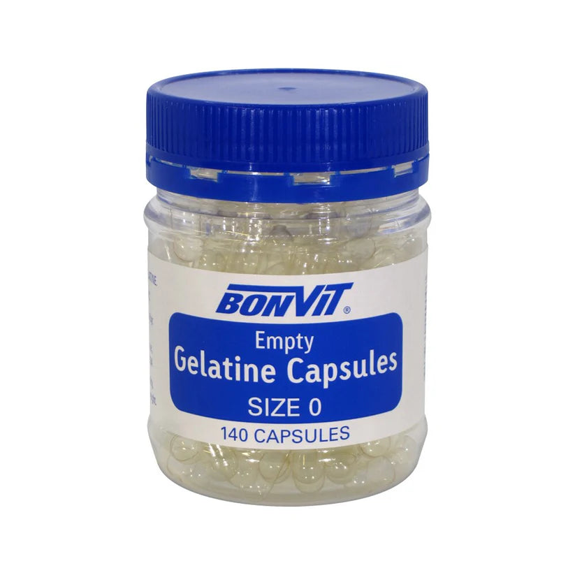 Bonvit Empty Gelatine Capsules Size '0' 140 Capsules