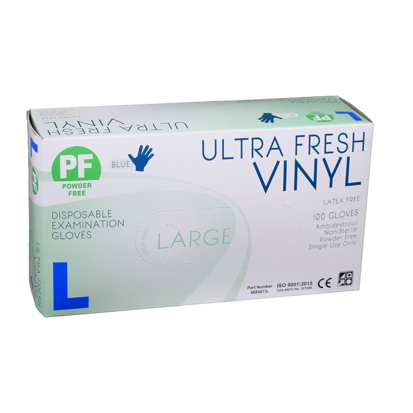 ULTRAFRESH GLOVES VINYL POWDER FREE LARGE BLUE, BOX 100
