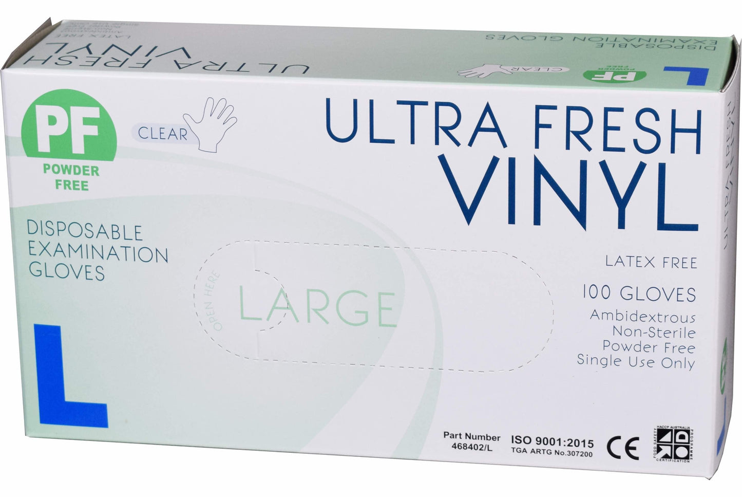 ULTRAFRESH GLOVES VINYL POWDER FREE X-LARGE BLUE, BOX 100