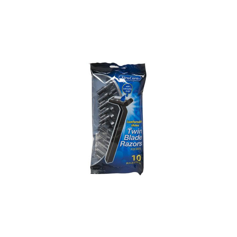 Xtracare men's twin blades razors + Lube strip PKT 10