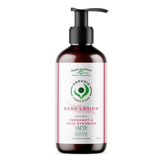 Organic Formulations Bergamot & Rose Geranium Body Lotion 250mL