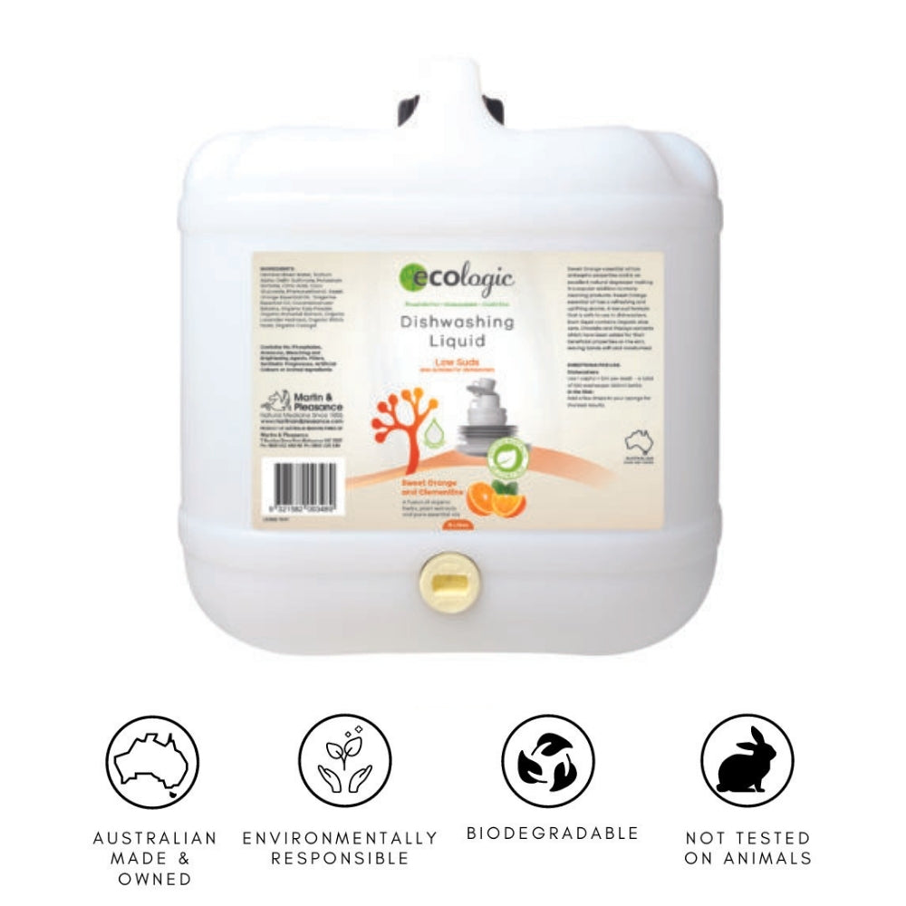ECOLogic Sweet Orange & Clementine Dishwashing Liquid BULK 15L