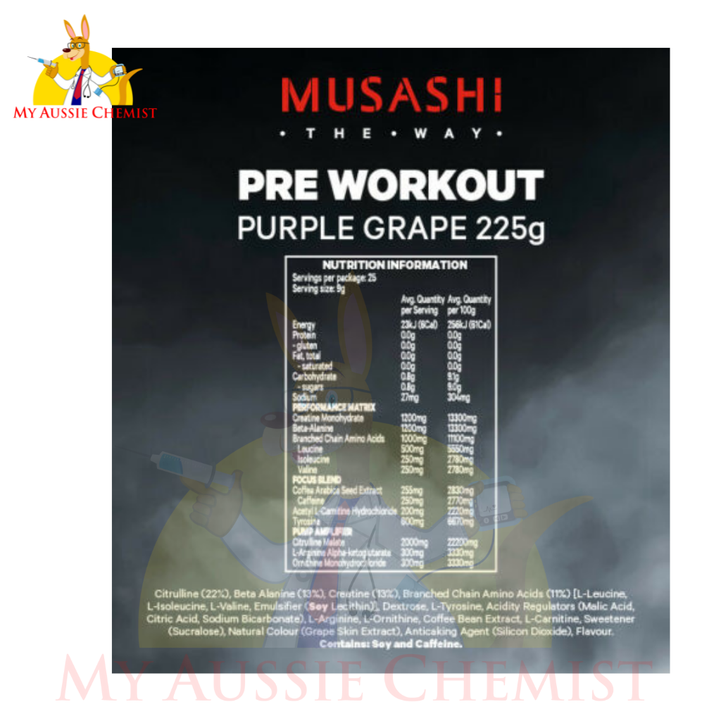 MUSASHI Pre-Workout Blend 225g High Potency Formula