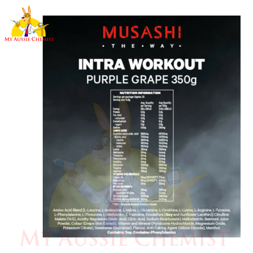 MUSASHI Intra-Workout Blend 350g Supports Energy & Performance BCAA EAA Complex