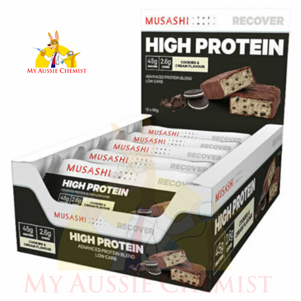 Musashi High Protein 12 x 90g Bars P45 Low Carb Advanced Protein Blend