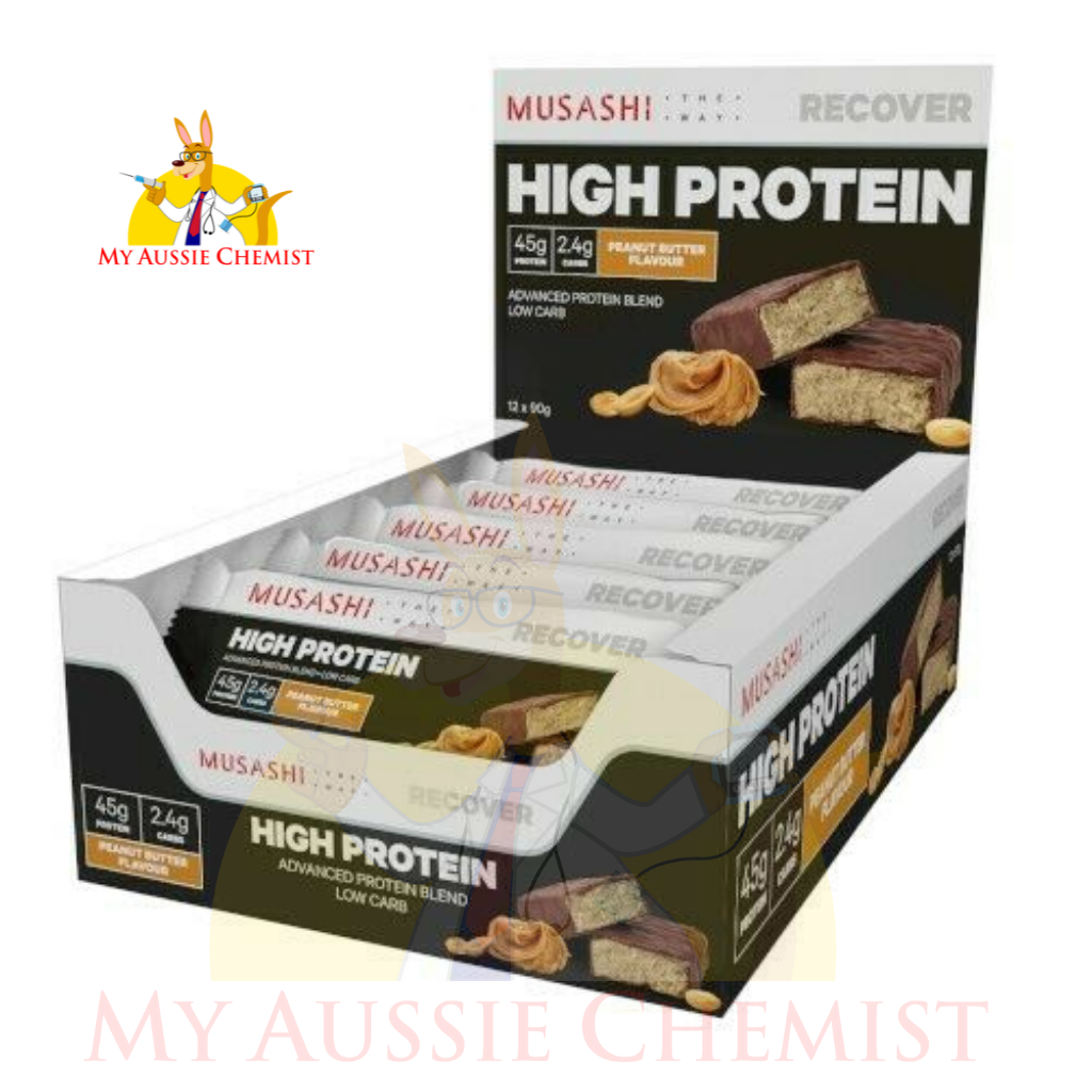 Musashi High Protein 12 x 90g Bars P45 Low Carb Advanced Protein Blend