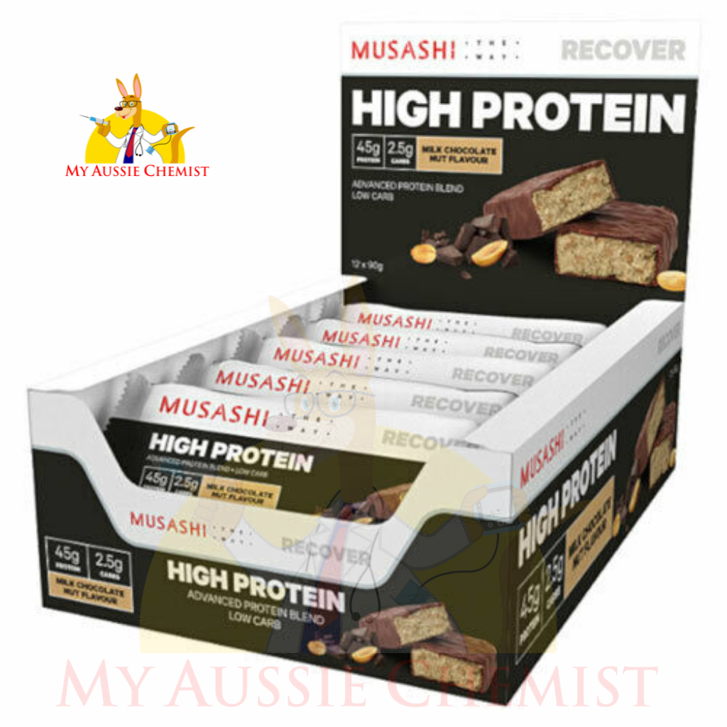 Musashi High Protein 12 x 90g Bars P45 Low Carb Advanced Protein Blend