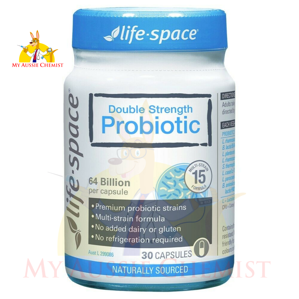 Life-Space Double Strength Probiotic 30 Vege Capsules Fridge Free 64 Billion CFU