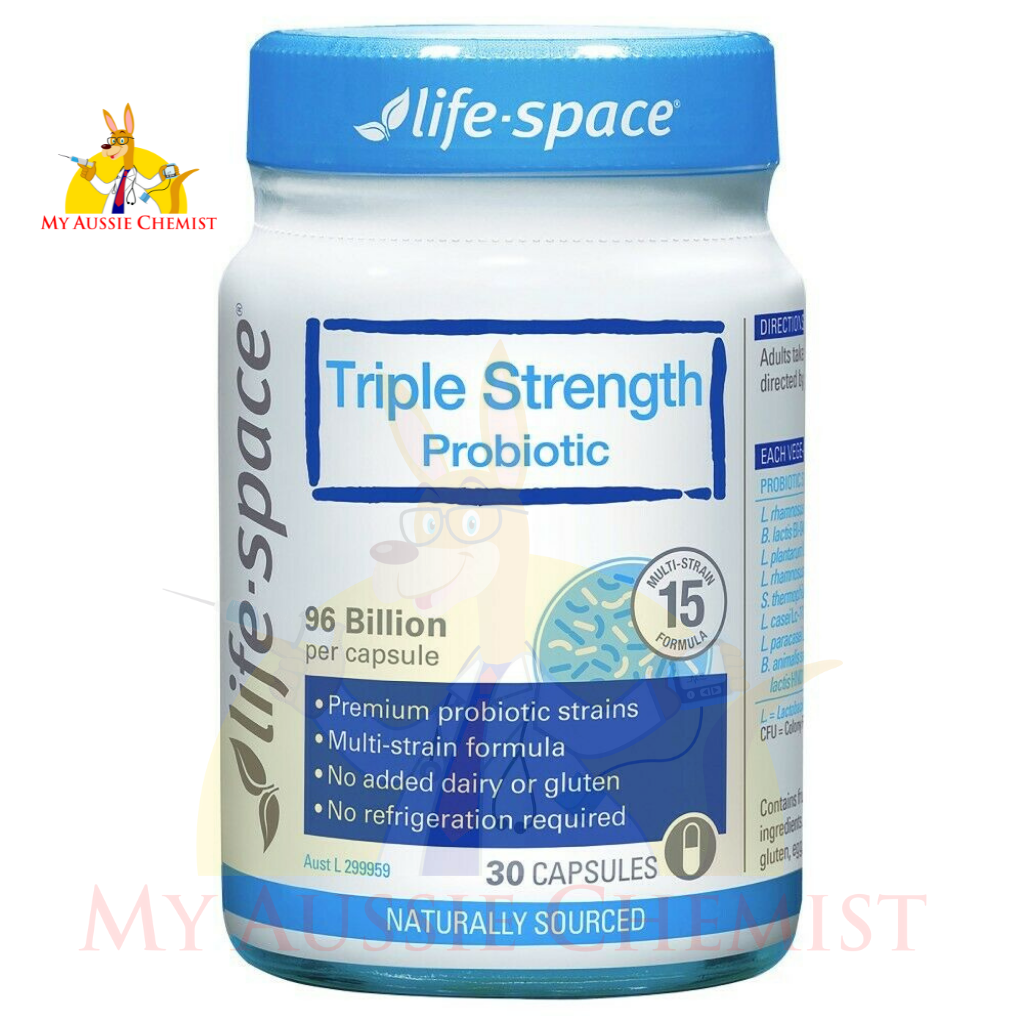 Life-Space Triple Strength Probiotic 30 Vege Capsules Fridge Free 96 Billion CFU