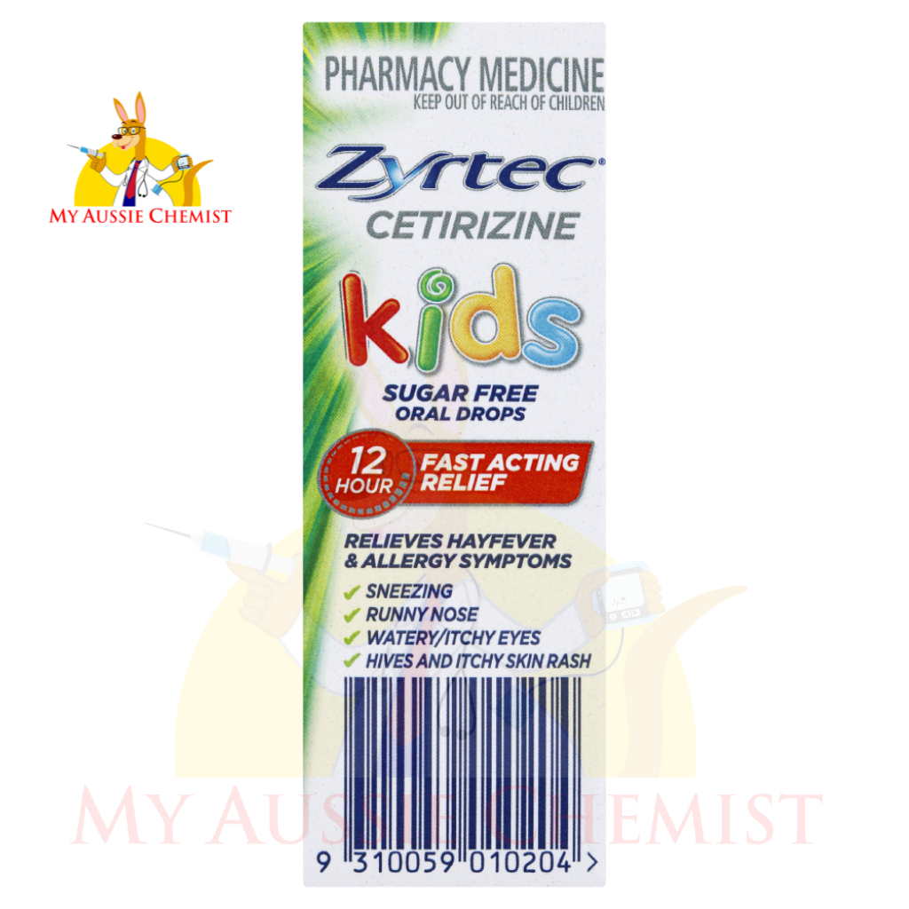 Zyrtec Kids Fast Acting Hayfever & Allergy Relief Oral Drops 20mL 12 Hour Relief