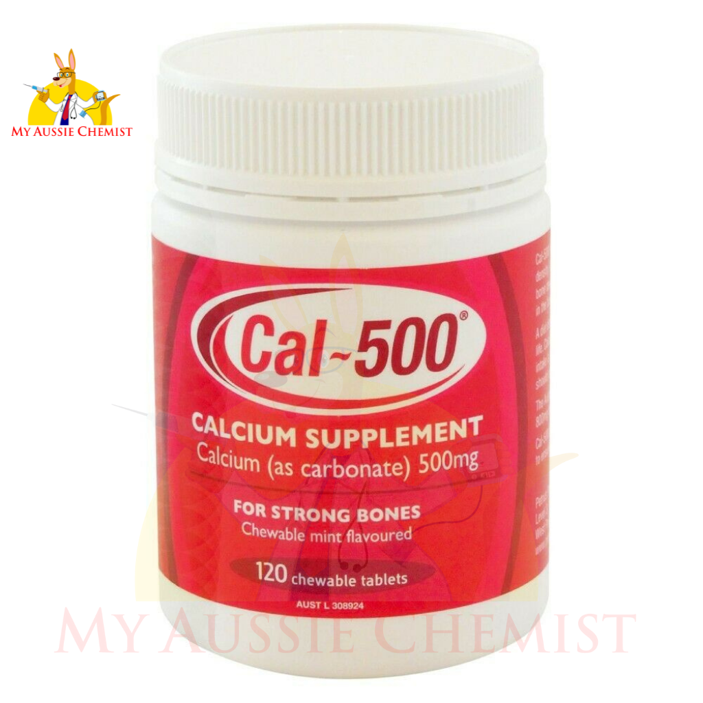 Cal-500 120 Chewable Tablets Mint Calcium Carbonate 500mg (Caltrate Generic)